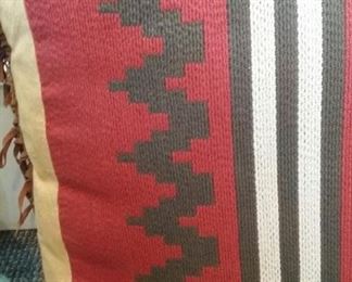 tbs leather fringed kilim pillow