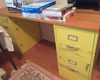 Filing cabinets and office supplies.