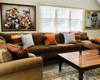 LILLIAN AUGUST SECTIONAL SOFA ,JOYCE ROYBAL ART AND LARGE AREA CARPET 