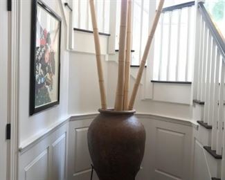 Large Terra Cotta Pot in Stand