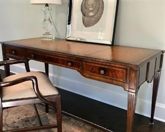 Handsome Desk with Leather Top by Maitland Smith Backside IS Finished