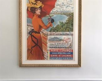 ORIGINAL VINTAGE FRAMED FRENCH LITHOGRAPH 