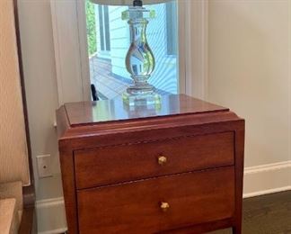 Pair of Bedroom Side Tables PAIR of Restoration Glass Lamps
