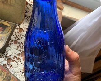 Liberty Milk Co ribbed cobalt blue bottle