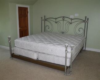 Wrought iron King bed frame w/ mattress and boxsprings