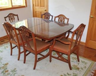 Vintage wood dining table w/ glass