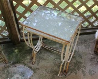 Vintage 3pc wrought iron nesting tables