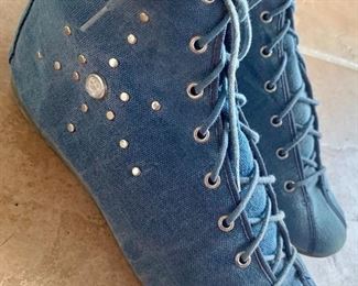 1980s Denim Boots