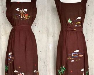 1930s pinafore
Rayon with silk floss embroidery front and back!