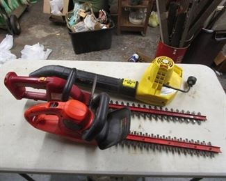Lot of Electric Hedge Trimmers and Leaf Blower