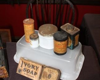 Vintage containers and packaging, tins