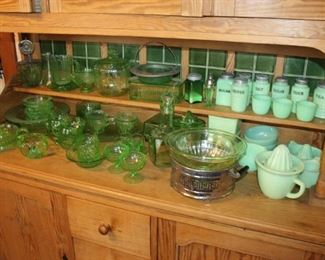 Vintage Jadite glass and Vaseline glass