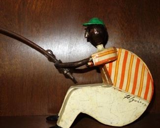 Manuel Felguerez fishing man sculpture, closeup