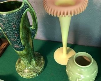 Schiller Pottery, Fenton Burmese, Rookwood Pottery 