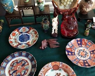 Imari Plates , Amber Buddha,Japanese Cloisonné and other