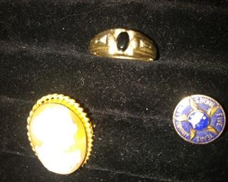 10K cameo, ring, and Hughes Aircraft 5 year pin