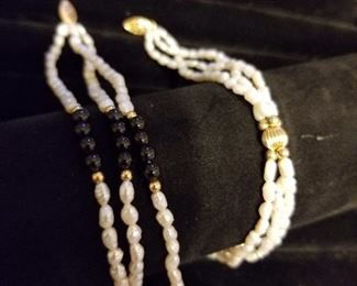 14K gold freshwater pearl bracelets.
