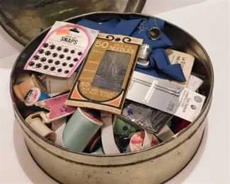 Tin Full of Sewing Items