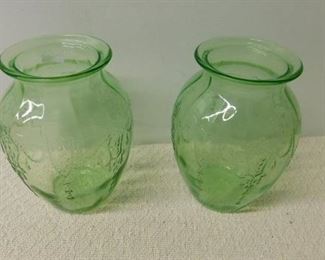 Depression Glass vase set