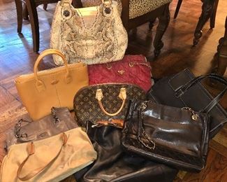 Gucci, Chanel, Louis Vuitton, Prada, Falchi, and Ralph Lauren Black Label Handbags