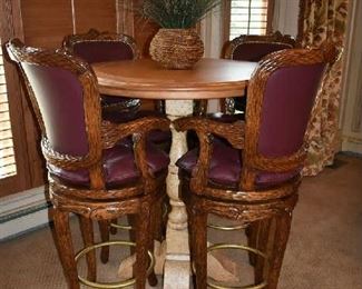 BEAUTIFUL BAR HEIGHT TABLE W/4 CHAIRS