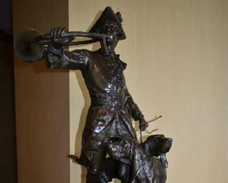 HIPPOLYTE MOREAU SALENDES BEAUARES.                     PIQUEUR AU RELAIS  BRONZE STATUE W/MARBLE BASE    