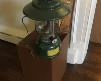 VINTAGE COLEMAN BIG HAT LANTERN WITH WOOD BOX