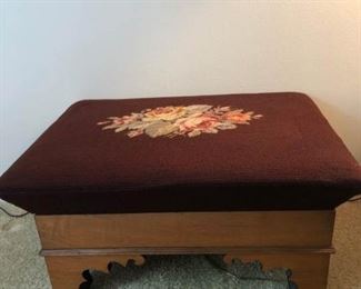 Needlepoint and Cherry Footstool