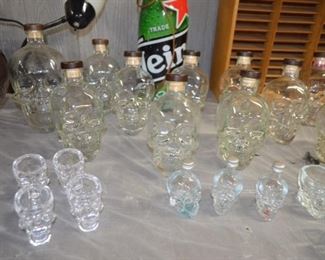 Crystal Head skull vodka bottles & shot glasses