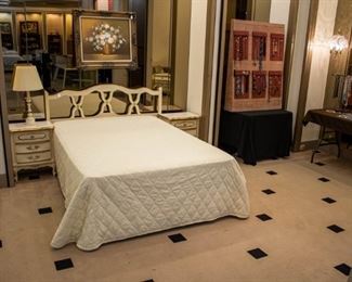 French Provincial set! The bedspread is actually a king, tucked in on one side.