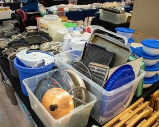 Tupperware, storage containers, ice cream freezer, etc.