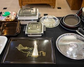 Faberware Microwave Cookware, Couroc vintage Tray, etc.