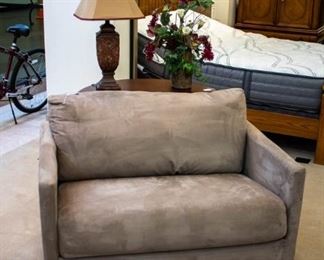 This chair measures 45" wide and opens up to a single hide-a-bed!