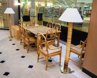 Two bamboo matching floor lamps to go with this set! There is also an adorable matching bamboo cart.