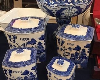 Vintage Blue Willow Canisters!