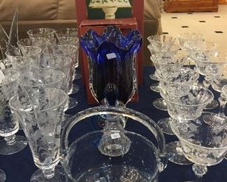 Blenko Glass Basket, Lenox, etc.