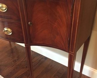 DETAIL OF HICKORY CHAIR SERVER w/PENCIL POINT LEGS, FEDERAL STYLE