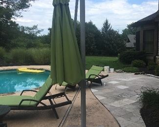 FRONTGATE, PAIR OF ROTATED CANTILEVER UMBRELLAS