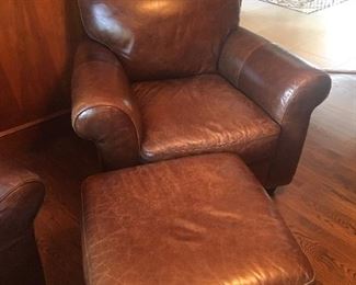 LEATHER CHAIR & OTTOMAN BY EDITIONS