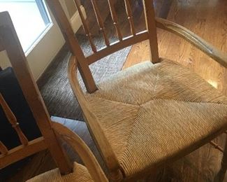 DREXEL SOLID PINE RUSH SEAT ARM CHAIRS