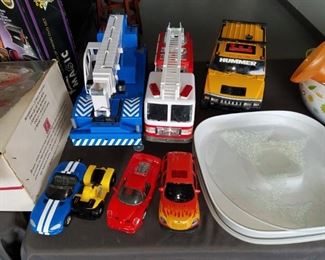 Toy cars and trucks