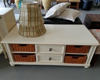 Painted white coffee table/TV stand