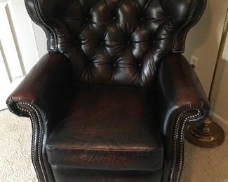 Leather nail head trim recliner
