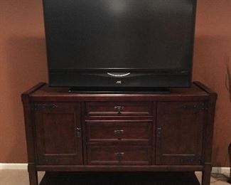 TV console-buffet-JVC TV and remote