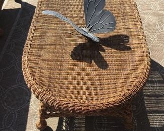 Wicker coffee table has glass top included