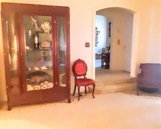 Beautiful antique glass-front French cabinet which lights up
