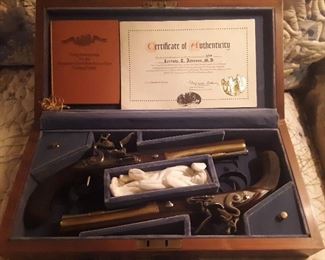 1980's reproduction "Alexander Hamilton- Aaron Burr Flintlock  Dueling Pistols" with certificate of authenticity  