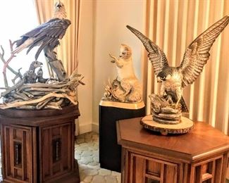 Three Boehm Porcelain limited issues; "Symbol of Freedom Eagle,"  "The White Artic Fox ," "The Peregrin Falcon."