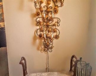 Small bench and. Wall lamp