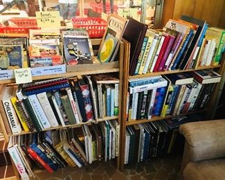 ONE BOOKCASE IS ALL COOKBOOKS - MANY ARE VINTAGE